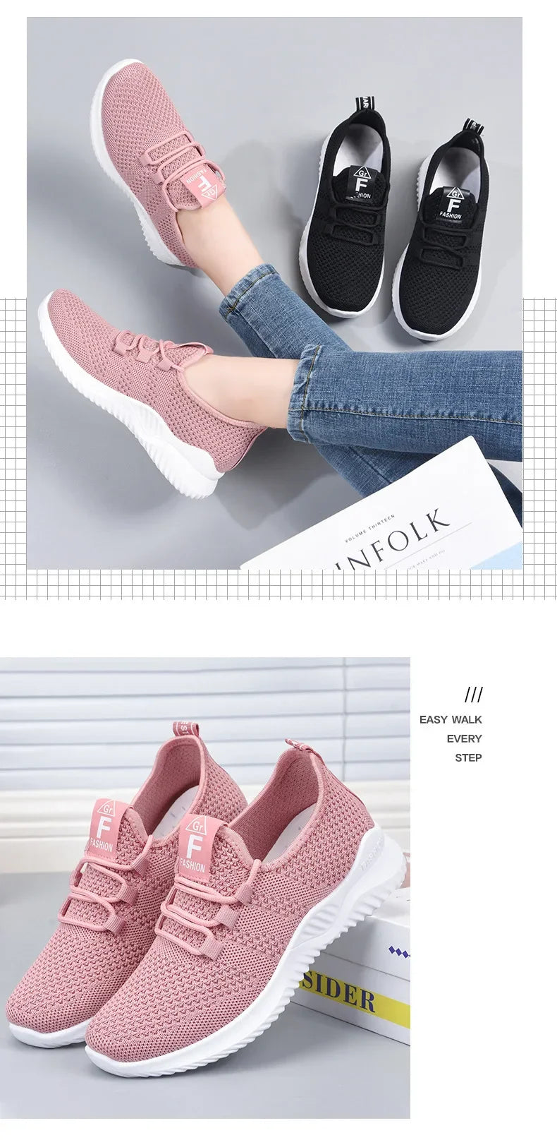 2025 Sports Running Shoes Women's Mesh Breathable Walking Women's Sports Shoes Comfortable and Fashionable Casual Sports Shoes